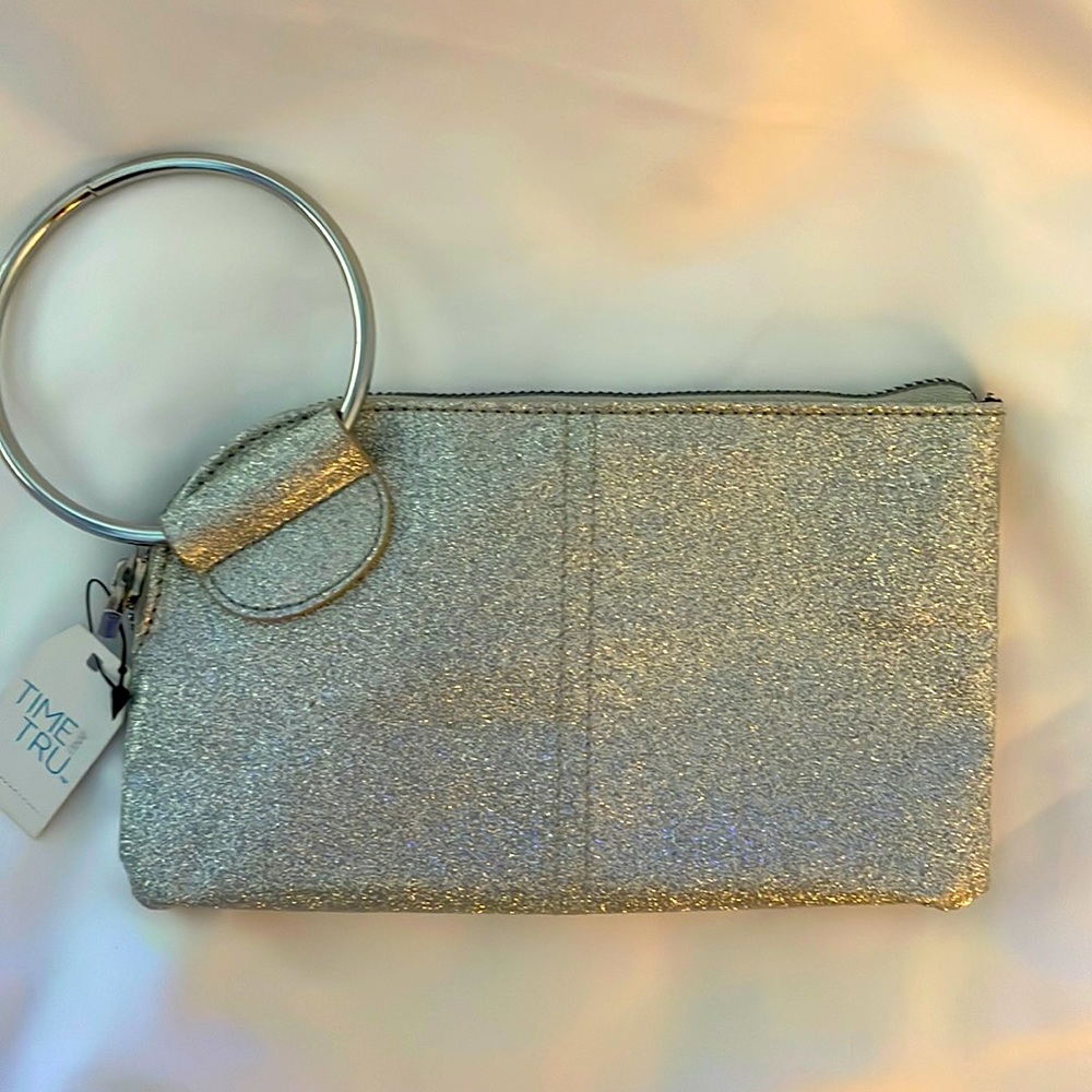 Silver glittery wristlet